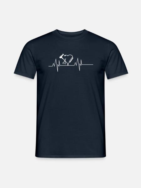 Friseur Heartbeat - Männer T-Shirt - Navy