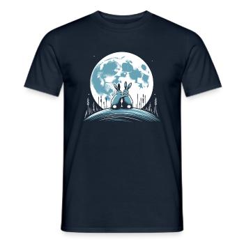 Bunnies hugging moon rabbit full moon - Men's T-Shirt - navy - Front - AI Model Male 178 light (178cm)