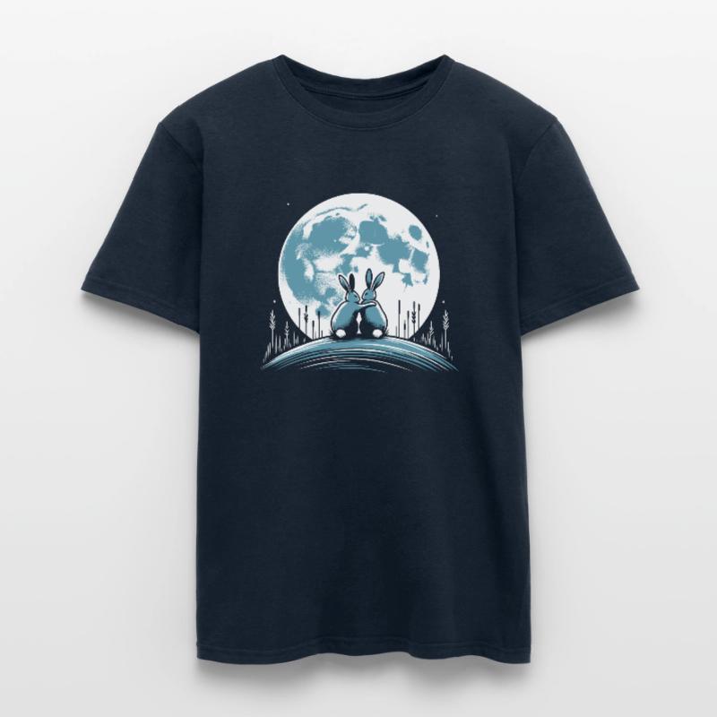 Bunnies hugging moon rabbit full moon Men's T-Shirt