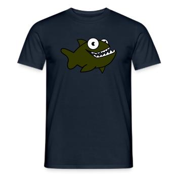 Piranha 01 - Heren T-shirt - navy - Voor - AI Model Male 178 light (178cm)