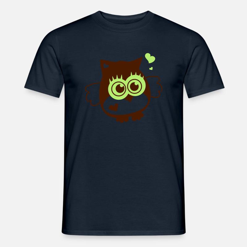 Eule - Kawaii mit Herzen - Männer T-Shirt - Navy