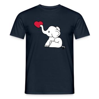 heart love give love in love elephant sitting sweet - Men's T-Shirt - navy - Front - AI Model Male 178 light (178cm)