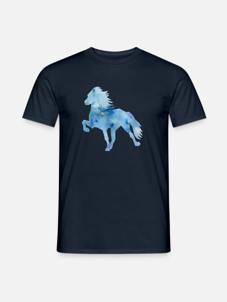 Islandpferd Watercolor blue - Männer T-Shirt - Navy