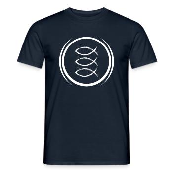 Jésus-Christ poisson religion chrétienne - T-shirt homme - marine - Devant - AI Model Male 178 light (178cm)