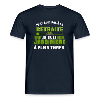 je ne suis pas à la retraite je suis jardinière - T-shirt homme - marine - Devant - AI Model Male 178 light (178cm)