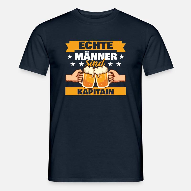 Echte Männer sind Kapitain - Männer T-Shirt - Navy
