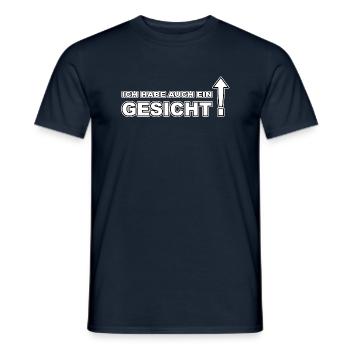 Ich habe auch ein Gesicht (weiss geschrieben) - Männer T-Shirt - Navy - Vorne - AI Model Male 178 light (178cm)