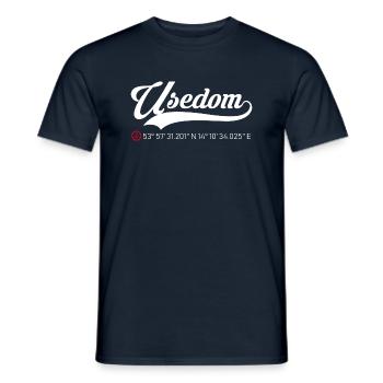 Insel Usedom Koordinaten roter Anker - Männer T-Shirt - Navy - Vorne - AI Model Male 178 light (178cm)