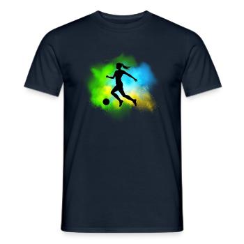 Bunte Fußballerin Mädchen und Frauen Fußball Motiv - Männer T-Shirt - Navy - Vorne - AI Model Male 178 light (178cm)