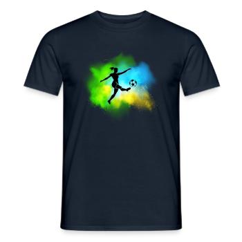 Bunte Fußballerin Mädchen und Frauen Fußball Motiv - Männer T-Shirt - Navy - Vorne - AI Model Male 178 light (178cm)