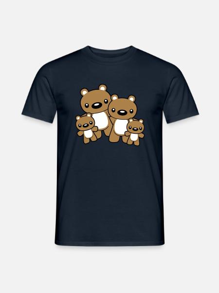 Famille d'ours avec 2 petits enfants - T-shirt homme - marine