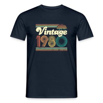 Vintage 1980 40. Geburtstag Vierzig Jahre Geschenk - Männer T-Shirt - Navy - Vorne - AI Model Male 178 light (178cm)