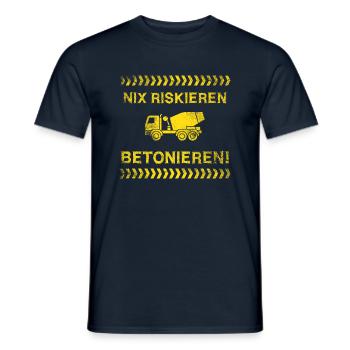 Nix Riskieren Betonieren - Männer T-Shirt - Navy - Vorne - AI Model Male 178 light (178cm)