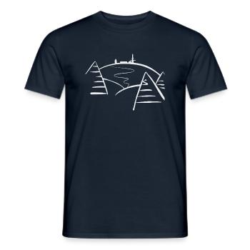 Brocken mit Wald und Weg grau/weiß - Männer T-Shirt - Navy - Vorne - AI Model Male 178 light (178cm)