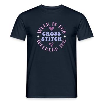 Cross Stitch Cross Stitch Embroidery - Men's T-Shirt - navy - Front - AI Model Male 178 light (178cm)