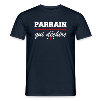 Parrain qui déchire, idée cadeau parrain, Noël - T-shirt homme - marine - Devant - AI Model Male 178 light (178cm)
