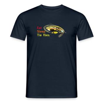 Eat Sleep Tie Flies Jock Scott - Men's T-Shirt - navy - Front - AI Model Male 178 light (178cm)