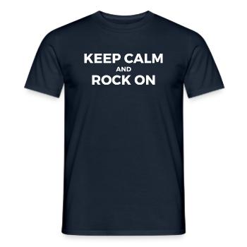 keep calm and rock on text design - Men's T-Shirt - navy - Front - AI Model Male 178 light (178cm)