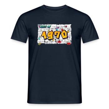 Vintage Rebel 1970 Graffiti – 55 Jahre Street - Männer T-Shirt - Navy - Vorne - AI Model Male 178 light (178cm)
