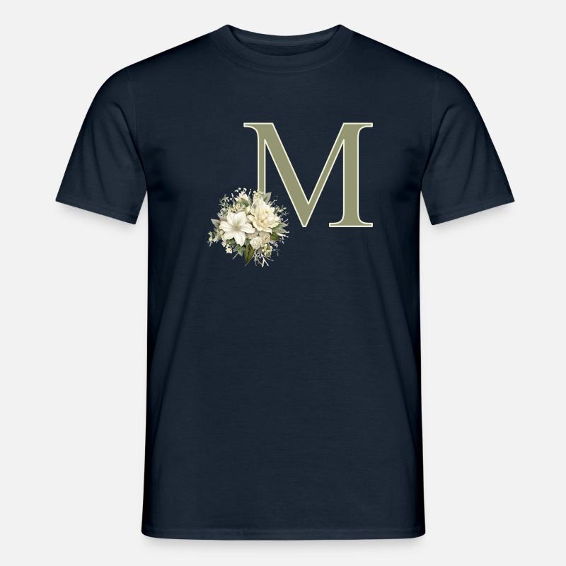 M mit Blumen - Männer T-Shirt - Navy