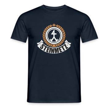 Steinmetz Zunftwappen - Männer T-Shirt - Navy - Vorne - AI Model Male 178 light (178cm)