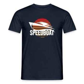 captain motorboat speedboat powerboat boat racing - Men's T-Shirt - navy - Front - AI Model Male 178 light (178cm)