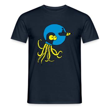 Tintenfisch trifft Uboot, Meer, tauchen, Boot - Männer T-Shirt - Navy - Vorne - AI Model Male 178 light (178cm)