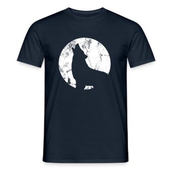 Wolf Mond - Männer T-Shirt - Navy - Vorne - AI Model Male 178 light (178cm)