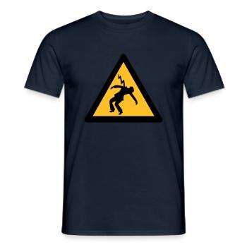 électricien coup de foudre panneaux danger - T-shirt homme - marine - Devant - AI Model Male 178 light (178cm)