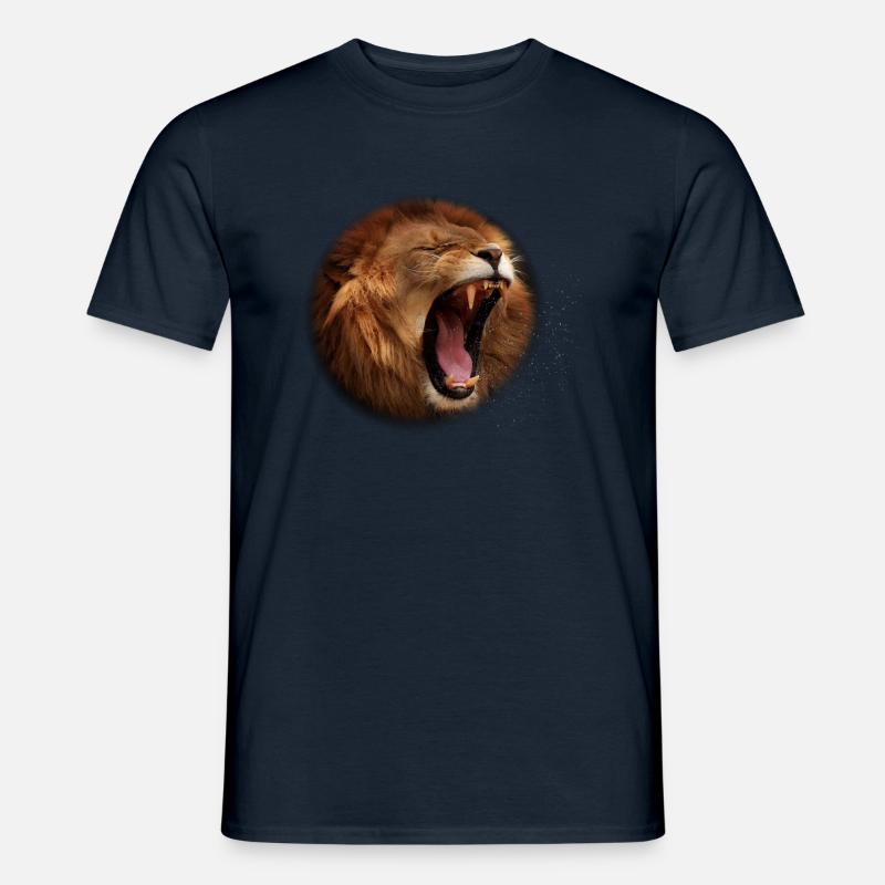 Löwe in Farbe brüllend und aggressiv rund - Männer T-Shirt - Navy