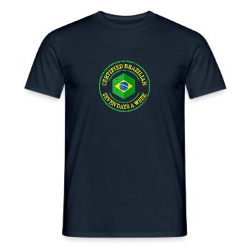 Brasilien Flagge Zertifiziert Brasilianisch - Männer T-Shirt - Navy - Vorne - AI Model Male 178 light (178cm)