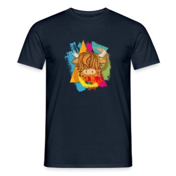 Die Hochlandkuh Schottische Hochlandrinder - Männer T-Shirt - Navy - Vorne - AI Model Male 178 light (178cm)