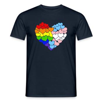 Heart Rainbow And Transgender Flag For Pride Month - Men's T-Shirt - navy - Front - AI Model Male 178 light (178cm)