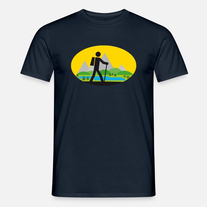 Wanderer mit Landschaft - Männer T-Shirt - Navy
