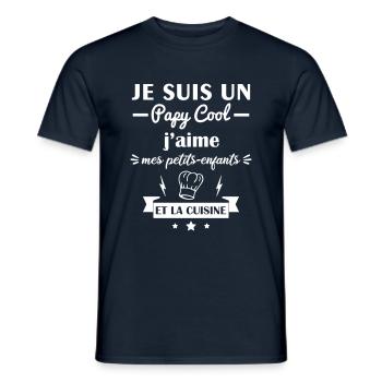 Papy cool cuisine, cadeau cuisinier, cadeau papi - T-shirt homme - marine - Devant - AI Model Male 178 light (178cm)