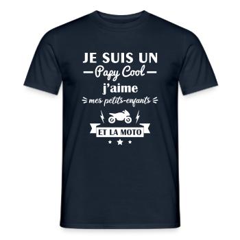 Papy cool moto, cadeau grand-père motard - T-shirt homme - marine - Devant - AI Model Male 178 light (178cm)