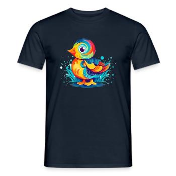 Bunte kleine Ente als Vogel für Kinder - Männer T-Shirt - Navy - Vorne - AI Model Male 178 light (178cm)