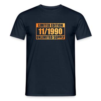 33rd Birthday Limited Edition - ꝏ Supply 11/1990 - Men's T-Shirt - navy - Front - AI Model Male 178 light (178cm)