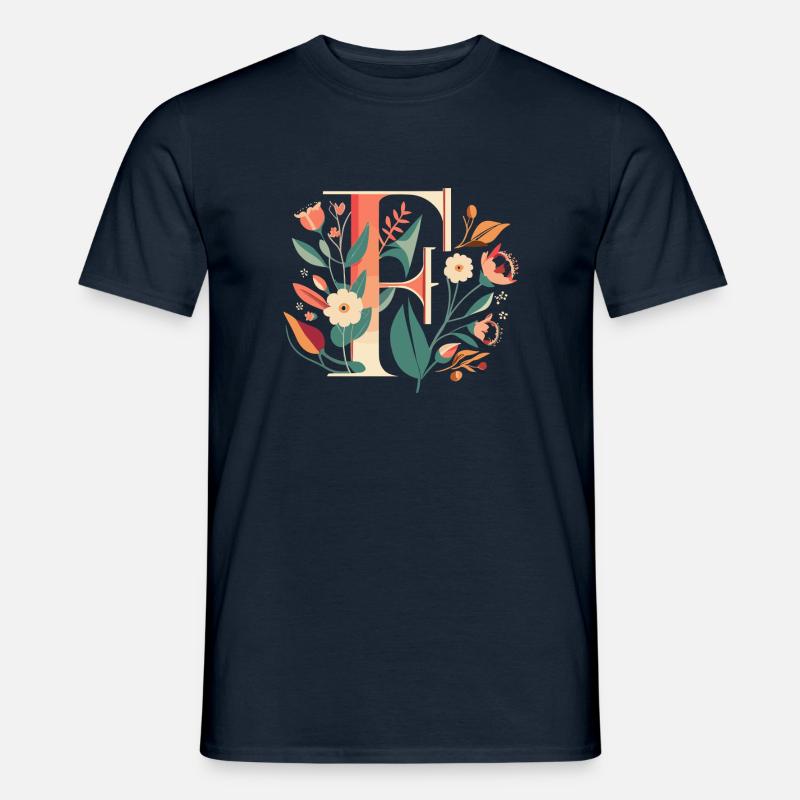 F typography floral - Männer T-Shirt - Navy