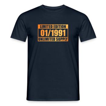 Édition Limitée 33ème Anniversaire - ꝏ Fourniture 01/1991 - T-shirt homme - marine - Devant - AI Model Male 178 light (178cm)