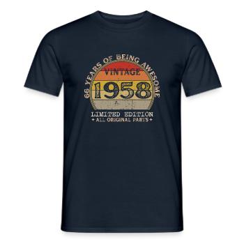 Né en 1958 - Vintage 1958 Anniversaire Rétro - T-shirt homme - marine - Devant - AI Model Male 178 light (178cm)