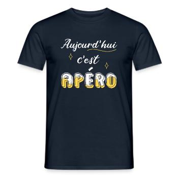 Aujourd'hui c'est apéro ! humour soirée - T-shirt homme - marine - Devant - AI Model Male 178 light (178cm)