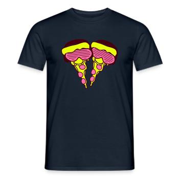 2 Pizza Slice Salami DJ Face Drôle Musique de fête - T-shirt homme - marine - Devant - AI Model Male 178 light (178cm)