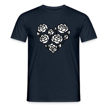 Schwarz-Weiß-Rosenherz-Illustration - Männer T-Shirt - Navy - Vorne - AI Model Male 178 light (178cm)