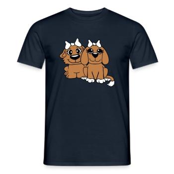 2 Équipe de chiens Deux amis Petites amies Couple Équipage - T-shirt homme - marine - Devant - AI Model Male 178 light (178cm)