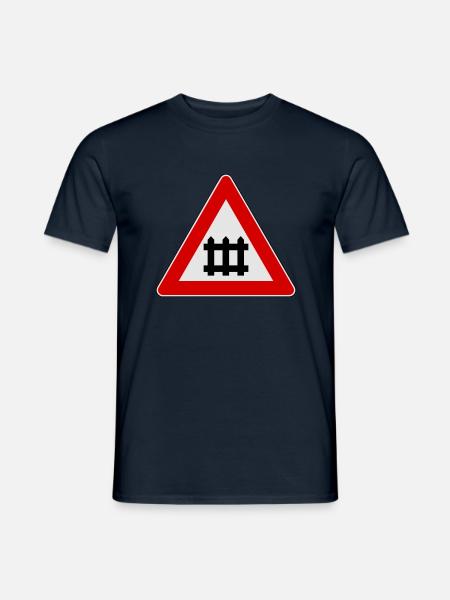 Warning train gate sign - Men's T-Shirt - navy