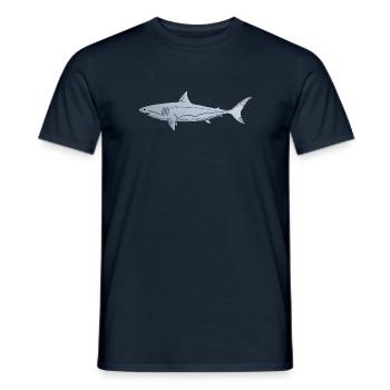 Tatouage traditionnel - Requin - T-shirt homme - marine - Devant - AI Model Male 178 light (178cm)