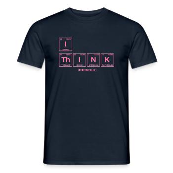 Je PENSE (périodiquement) - Tableau périodique satirique - T-shirt homme - marine - Devant - AI Model Male 178 light (178cm)