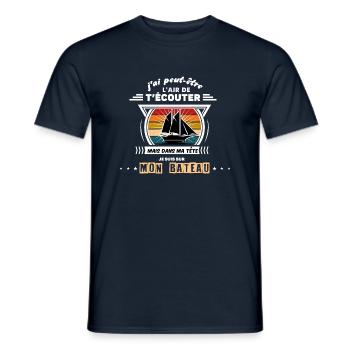 J’ai peut-être l’impression de t’ecouter - T-shirt homme - marine - Devant - AI Model Male 178 light (178cm)