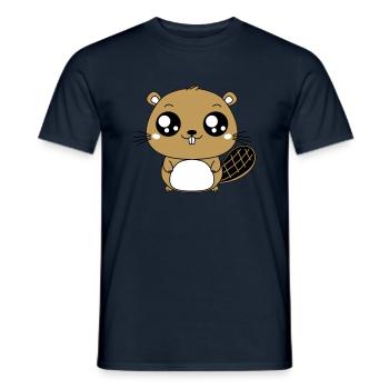 Cute Beaver - Men's T-Shirt - navy - Front - AI Model Male 178 light (178cm)